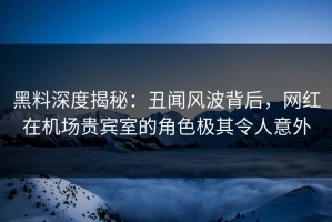 黑料深度揭秘：丑闻风波背后，网红在机场贵宾室的角色极其令人意外