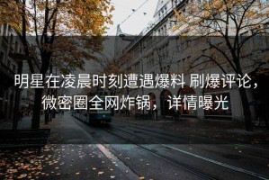 明星在凌晨时刻遭遇爆料 刷爆评论，微密圈全网炸锅，详情曝光