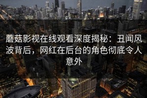 蘑菇影视在线观看深度揭秘：丑闻风波背后，网红在后台的角色彻底令人意外