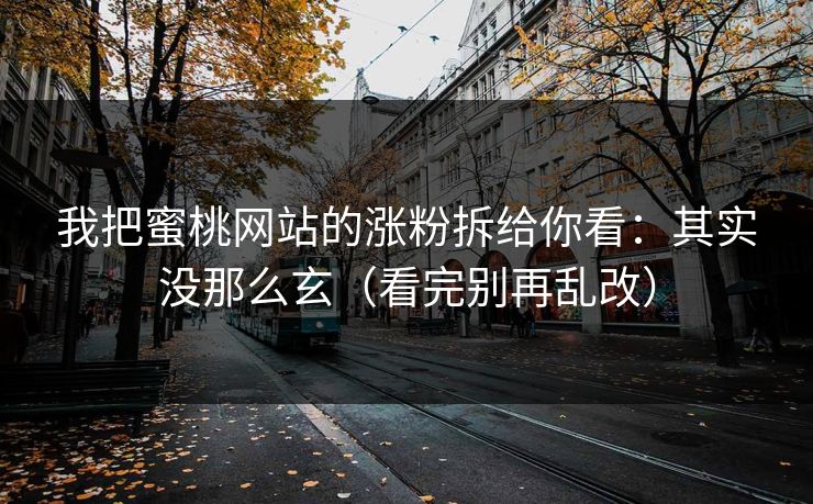 我把蜜桃网站的涨粉拆给你看：其实没那么玄（看完别再乱改）