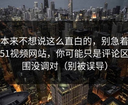 我本来不想说这么直白的，别急着吐槽51视频网站，你可能只是评论区氛围没调对（别被误导）