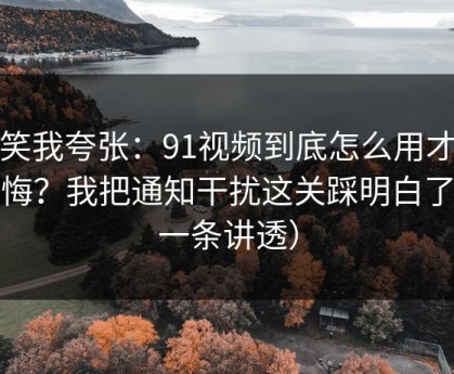 别笑我夸张：91视频到底怎么用才不后悔？我把通知干扰这关踩明白了（一条讲透）
