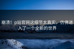 崩溃！p站官网这细节太真实，仿佛进入了一个全新的世界