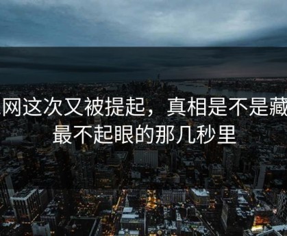 91网这次又被提起，真相是不是藏在最不起眼的那几秒里