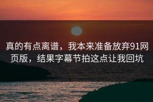 真的有点离谱，我本来准备放弃91网页版，结果字幕节拍这点让我回坑