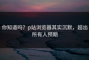 你知道吗？p站浏览器其实沉默，超出所有人预期