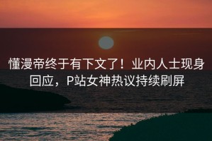 懂漫帝终于有下文了！业内人士现身回应，P站女神热议持续刷屏