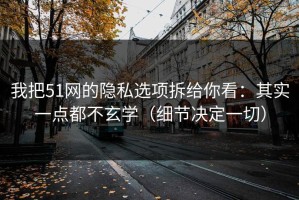 我把51网的隐私选项拆给你看：其实一点都不玄学（细节决定一切）