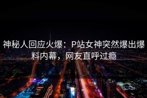 神秘人回应火爆：P站女神突然爆出爆料内幕，网友直呼过瘾