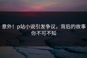 意外！p站小说引发争议，背后的故事你不可不知
