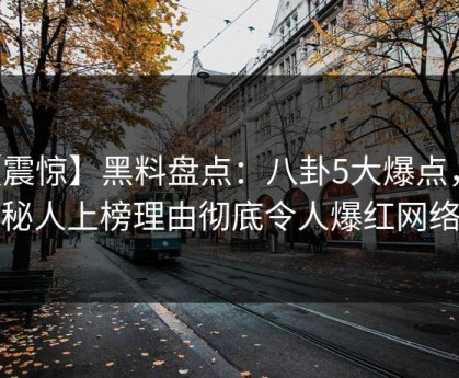 【震惊】黑料盘点：八卦5大爆点，神秘人上榜理由彻底令人爆红网络