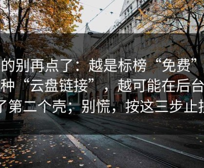 真的别再点了：越是标榜“免费”的这种“云盘链接”，越可能在后台装了第二个壳；别慌，按这三步止损