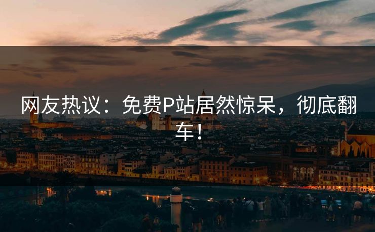 网友热议：免费P站居然惊呆，彻底翻车！