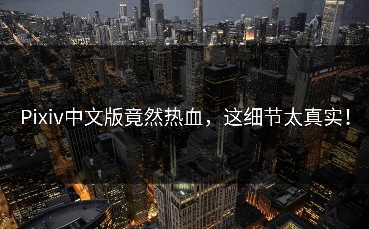 Pixiv中文版竟然热血，这细节太真实！