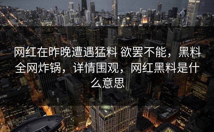 网红在昨晚遭遇猛料 欲罢不能，黑料全网炸锅，详情围观，网红黑料是什么意思